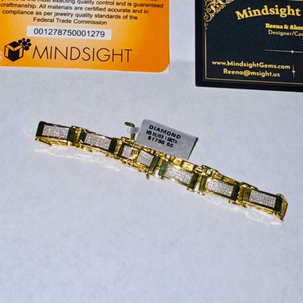 Real Diamond Bracelet for men, 14k Yellow gold vermeil, FREE APPRAISAL INCLUDED - Picture 7 of 7